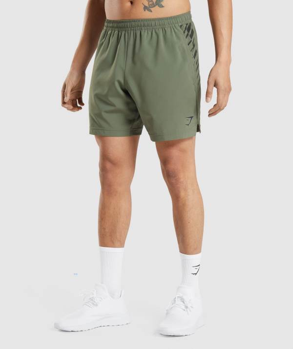Panske Šortky Gymshark Sport Stripe 7" Olivovo Zelená | EJ9237185